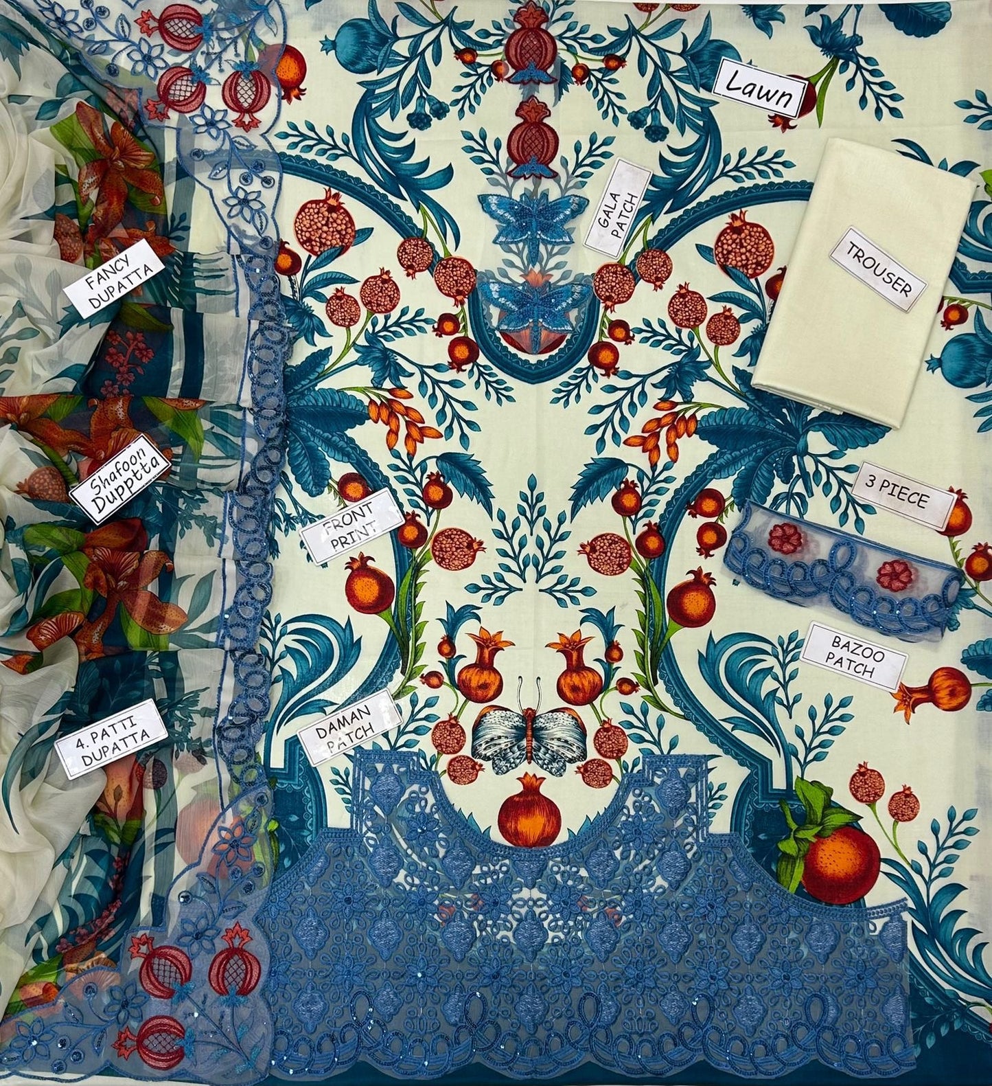 MARIA.B EMB/PRINT LAWN 3PC