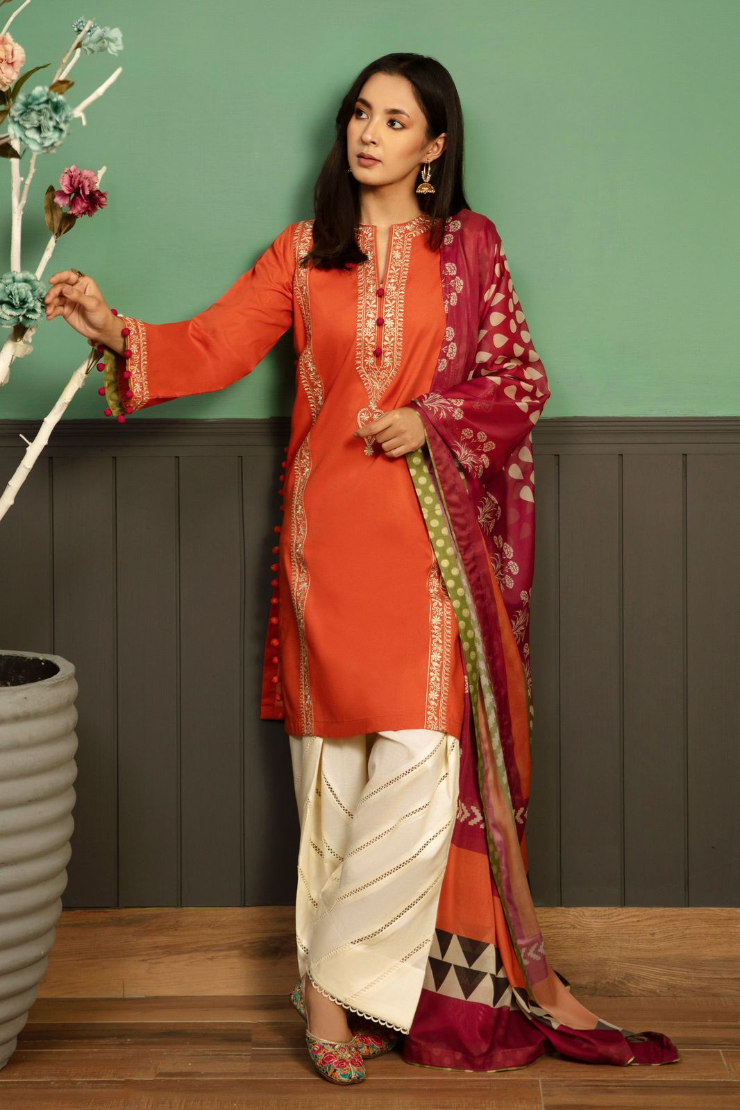 GRACE EMBROIDERY DHANAK 3PC UNSTICH