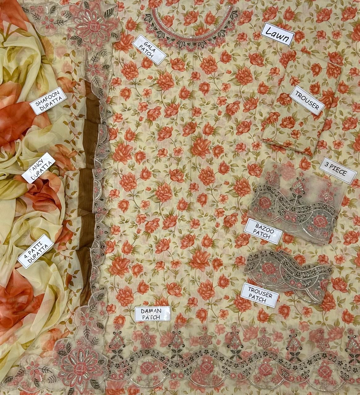 LAAM EMB/PRINT LAWN 3PC