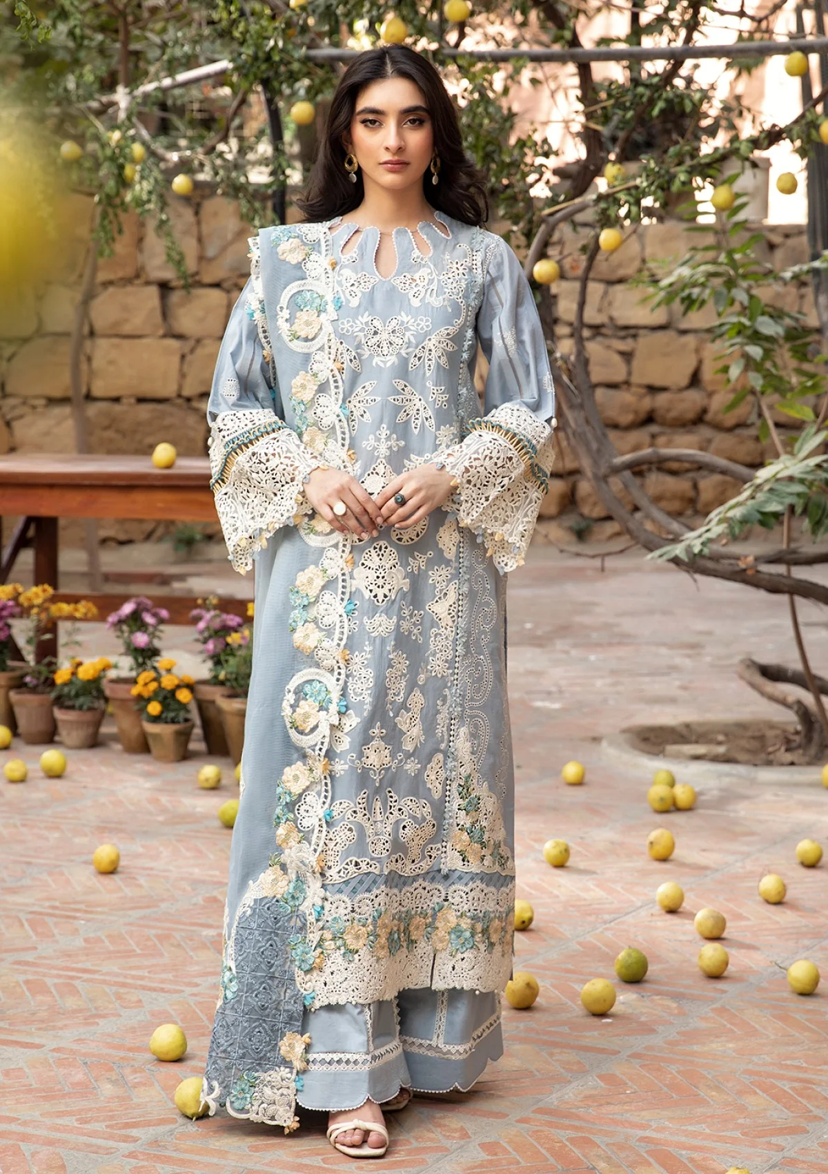 Grace-Luxury Full Embroidered Chikenkari Lawn Unstiched 3PC Suit