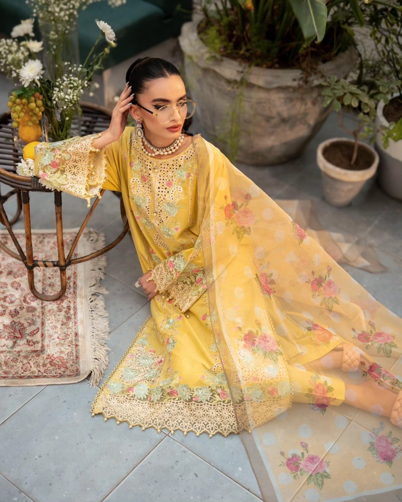 Grace-Luxury Full Embroidered Chikenkari Lawn Unstiched 3PC Suit