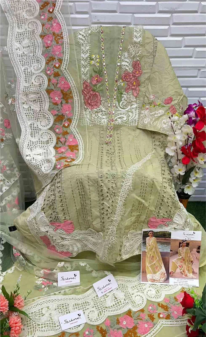 Luxury Full Embroidered Chikenkari Lawn Unstiched 3PC Suit