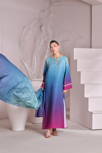 Silk 3Piece Printed Kaftan Set