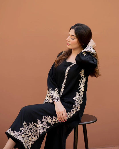 Lawn Embroidered Stitched 2Piece  (BLK)