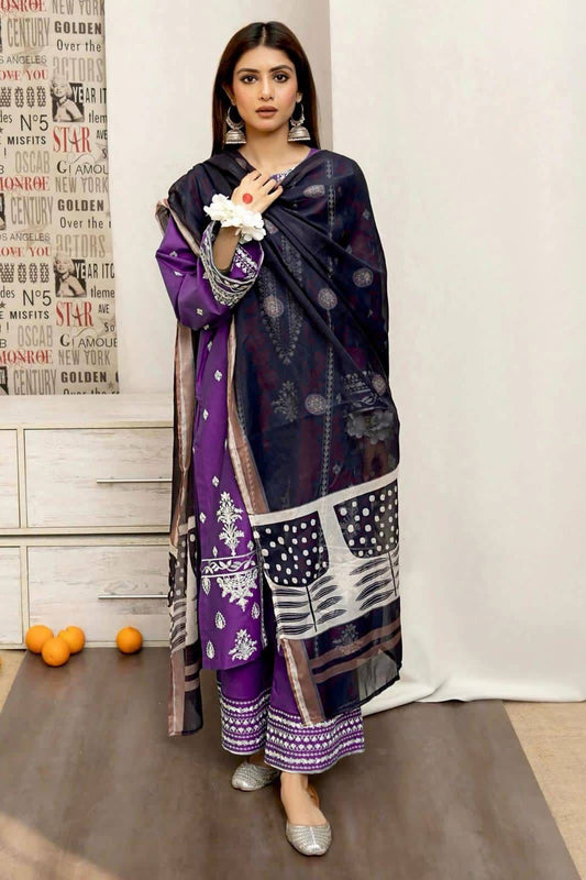 GRACE EMBROIDERY DHANAK  3PC UNSTICH