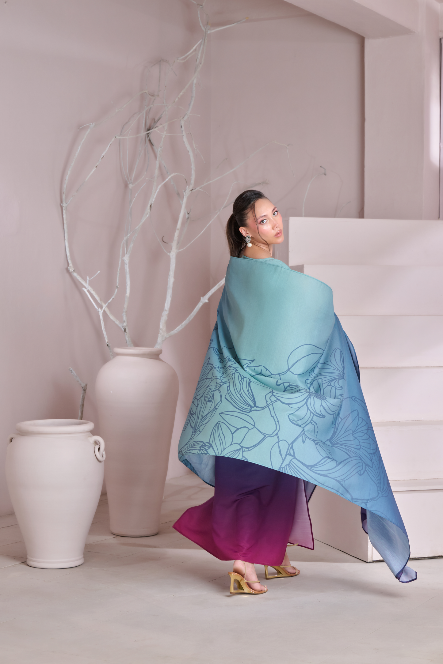 Silk 3Piece Printed Kaftan Set