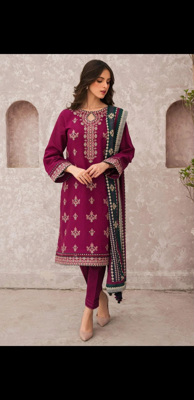 Grace-Luxury Full Embroidered Chikenkari Lawn Unstiched 3PC Suit