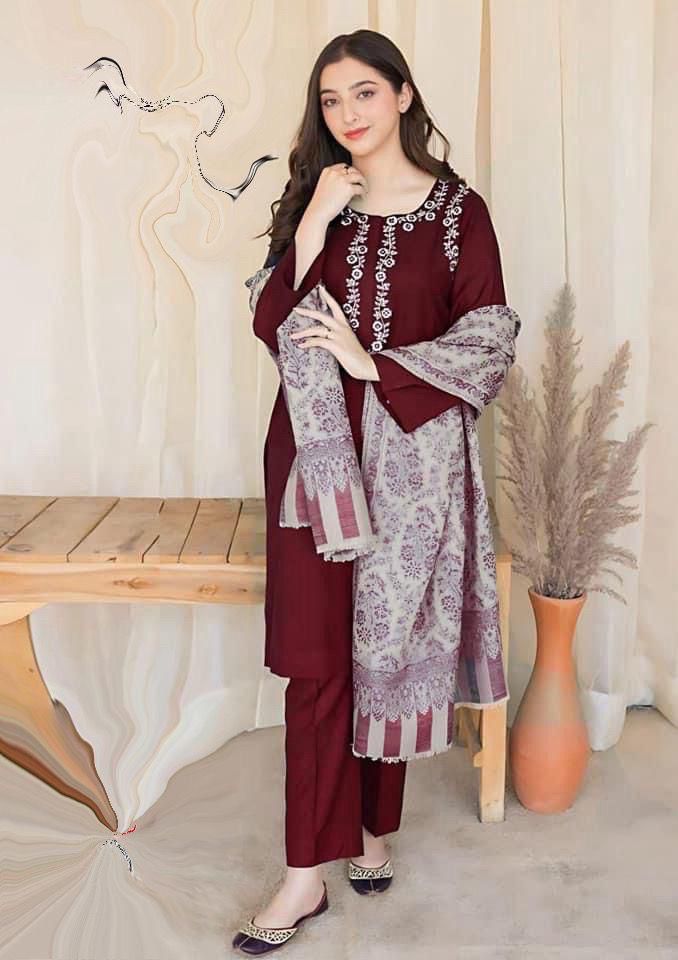 GRACE EMBROIDERY DHANAK 3PC UNSTICH