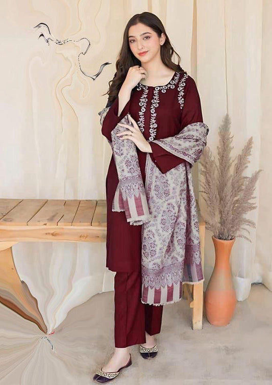 GRACE EMBROIDERY DHANAK 3PC UNSTICH