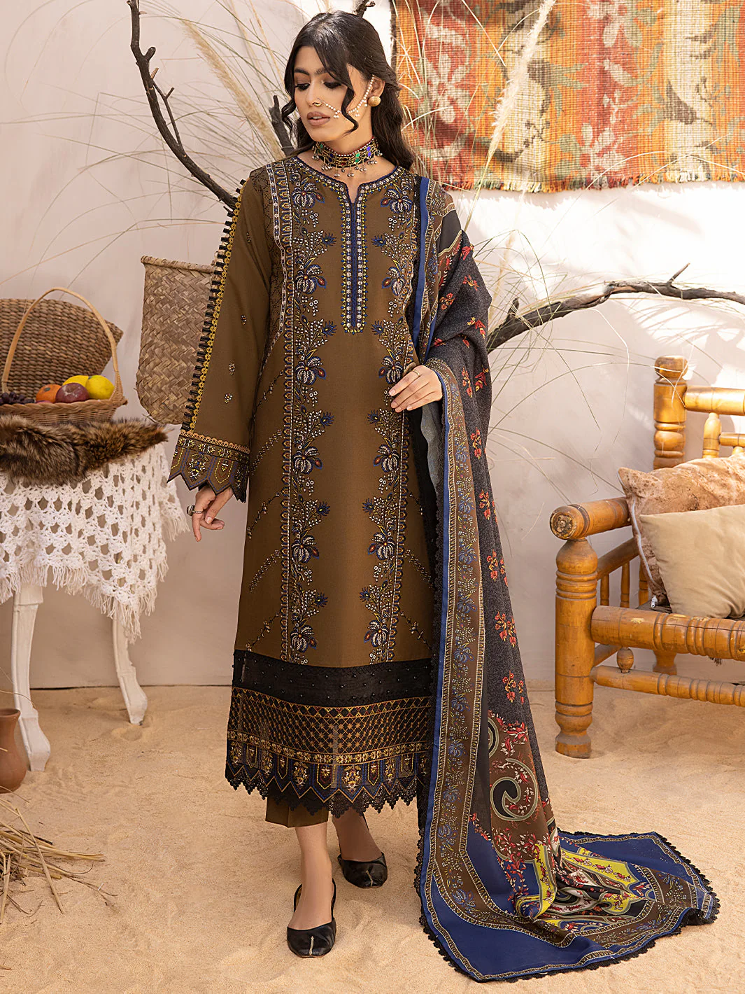 GRACE EMBROIDERY DHANAK 3PC UNSTICH