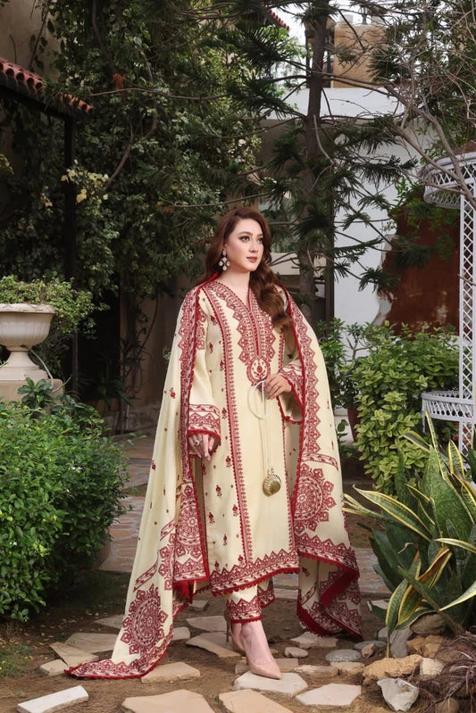 Grace Luxury Full Embroidered Chikenkari Lawn Unstiched 3PC Suit