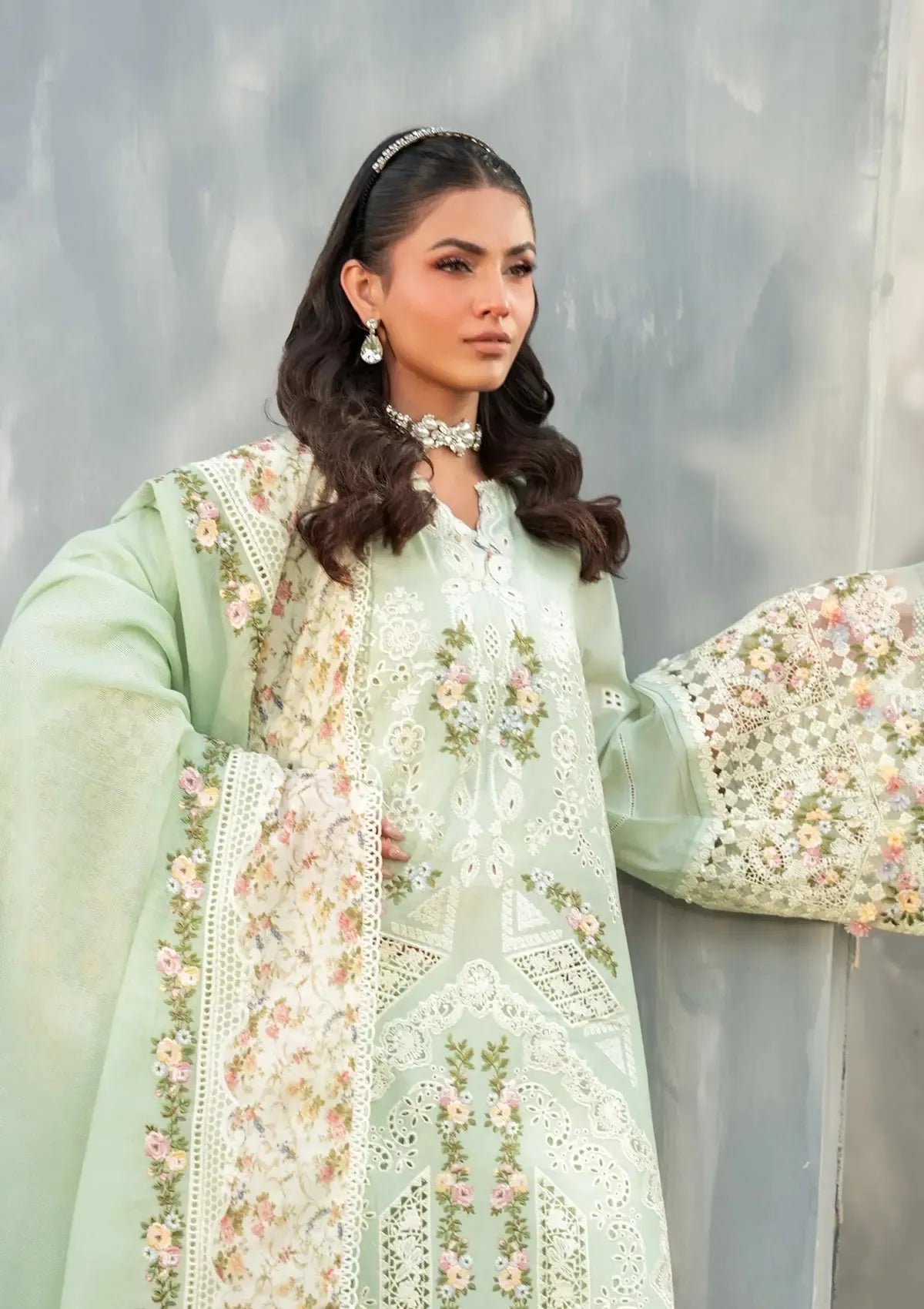 Grace-Luxury Full Embroidered Chikenkari Lawn Unstiched 3PC Suit