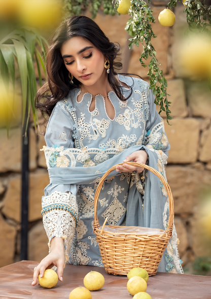 Grace-Luxury Full Embroidered Chikenkari Lawn Unstiched 3PC Suit