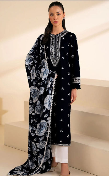 GRACE EMBROIDERY DHANAK 3PC UNSTICH