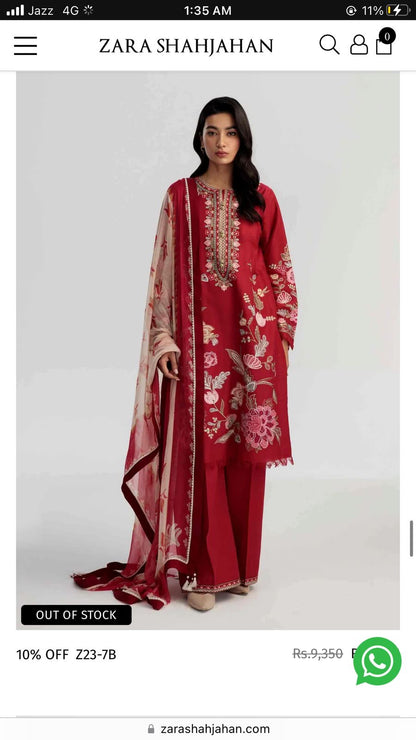 Grace-Luxury Full Embroidered Lawn Unstiched 3PC Suit
