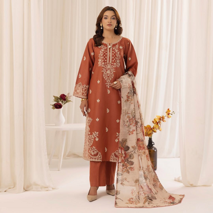 GRACE-EMBROIDERY DHANAK 3PC UNSTICH