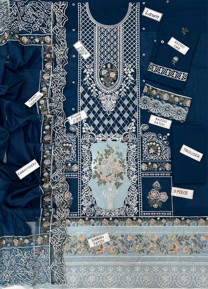 MAHNUR EMBROIDERY LAWN 3PC