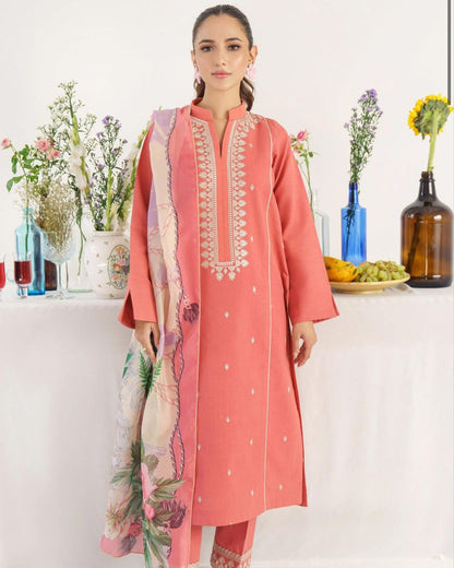 GRACE EMBROIDERY DHANAK 3PC UNSTICH