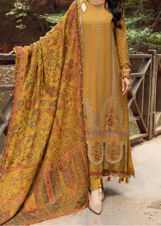 Grace-Embroidered 3pc Lawn Dress With Printed Lawn Dupatta.