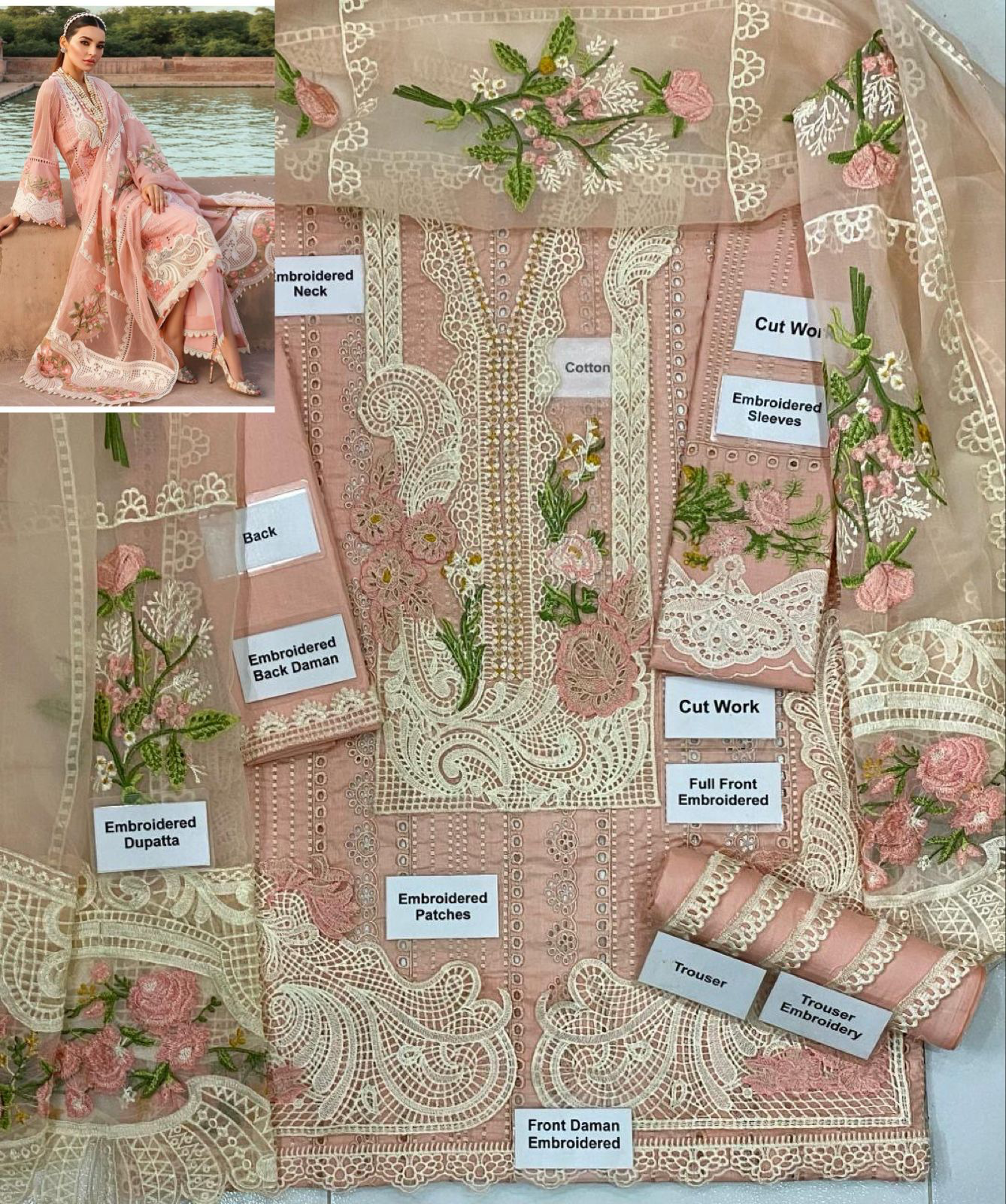 Grace-Luxury Full Embroidered Chikenkari Lawn Unstiched 3PC Suit