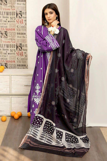 GRACE EMBROIDERY DHANAK  3PC UNSTICH