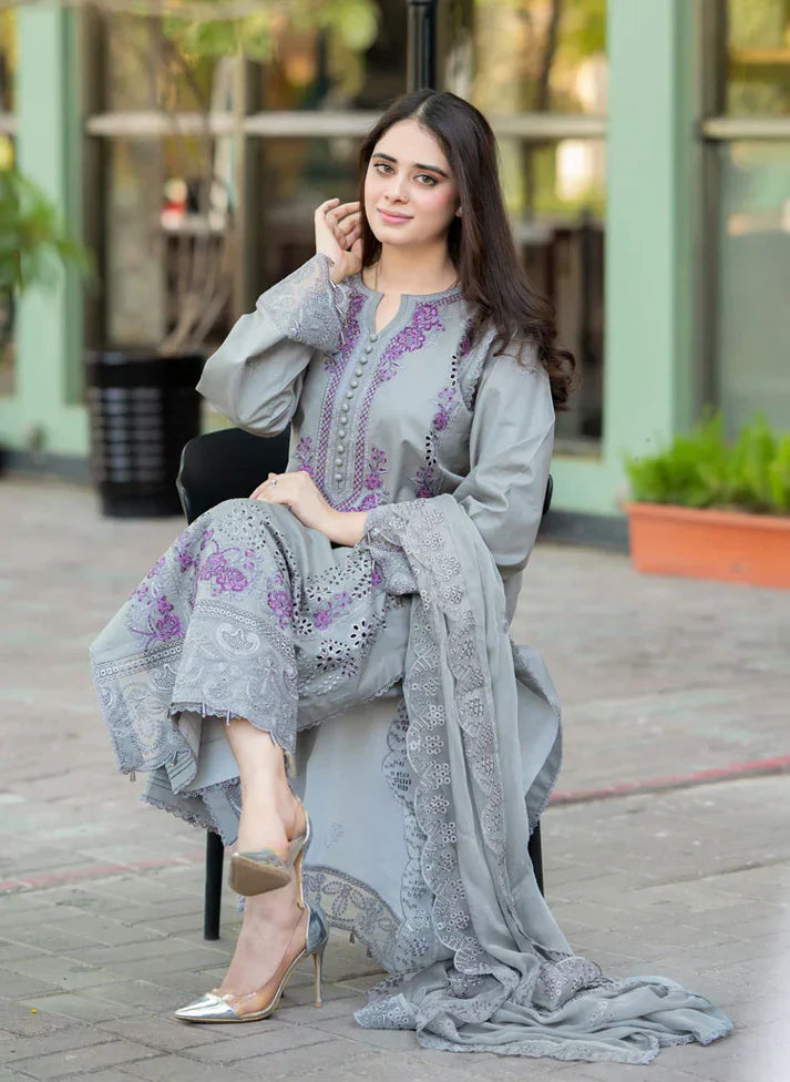 Grace-Luxury Full Embroidered Chikenkari Lawn Unstiched 3PC Suit