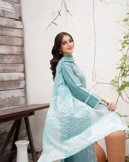 Lawn Embroidered Stitched 3Piece