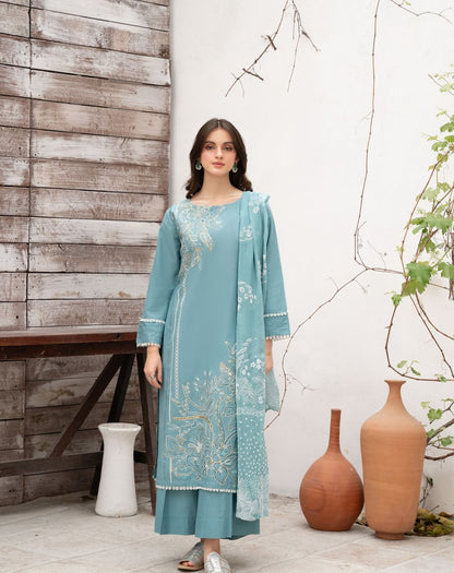 Lawn Embroidered Stitched 3Piece