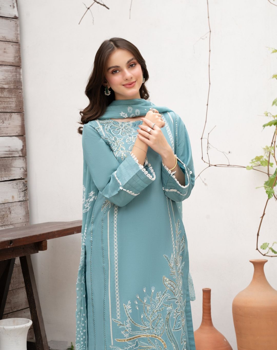 Lawn Embroidered Stitched 3Piece
