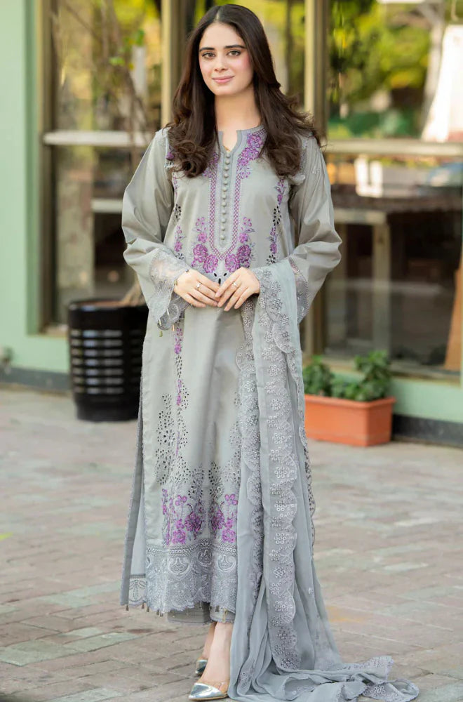 Grace-Luxury Full Embroidered Chikenkari Lawn Unstiched 3PC Suit