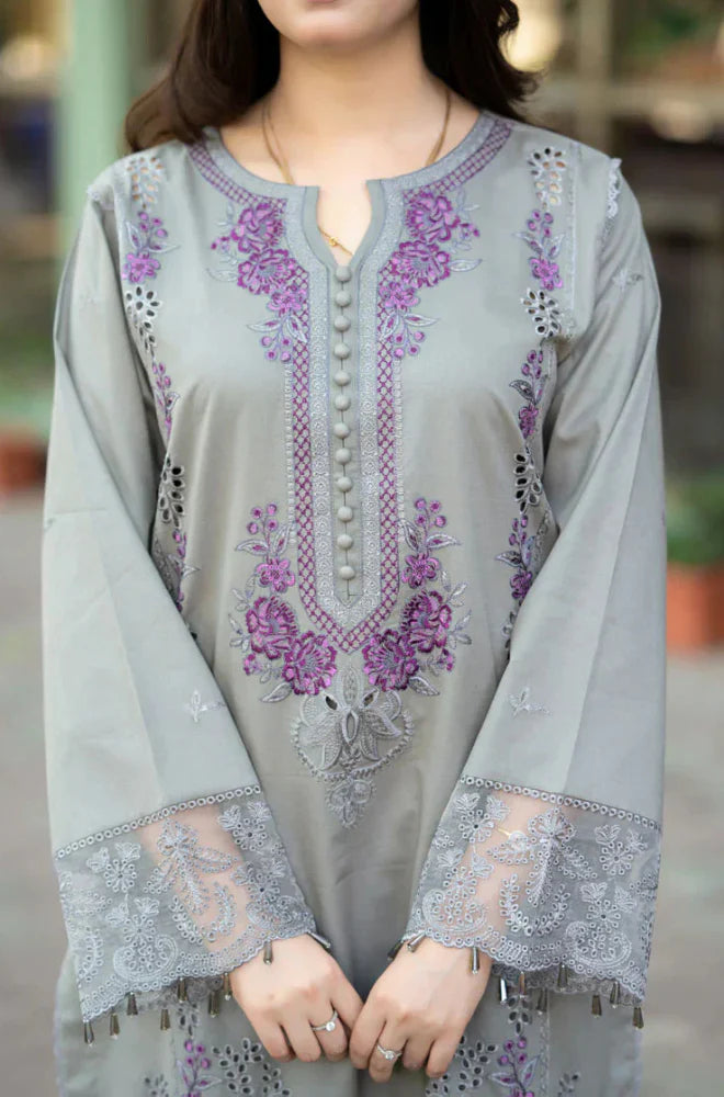 Grace-Luxury Full Embroidered Chikenkari Lawn Unstiched 3PC Suit