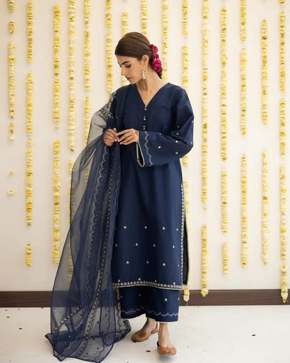 Lawn Embroidered Stitched 3Piece