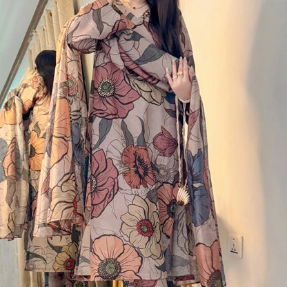 Lawn Silk Printed Stitched 3Piece