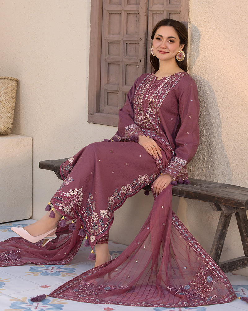 GRACE EMBROIDERY DHANAK 3PC UNSTICH