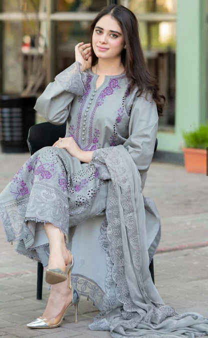 GRACE _ EMBROIDERY DHANAK 3PC UNSTICH