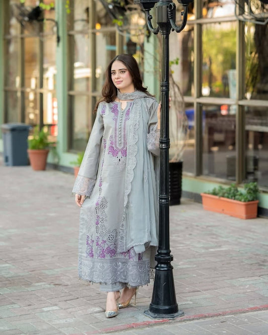 GRACE _ EMBROIDERY DHANAK 3PC UNSTICH