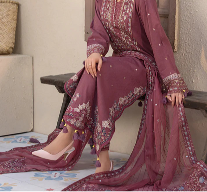 GRACE EMBROIDERY DHANAK 3PC UNSTICH