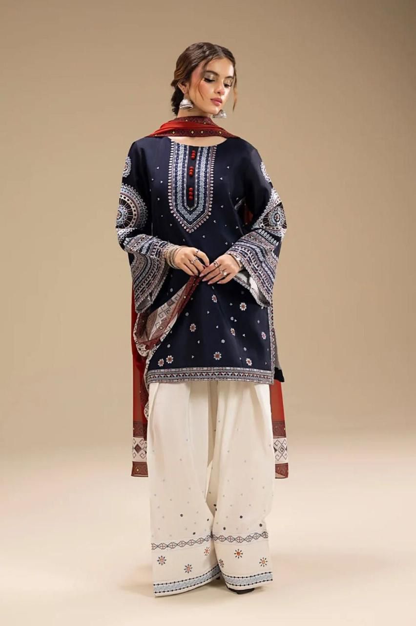 GRACE EMBROIDERY DHANAK 3PC UNSTICH