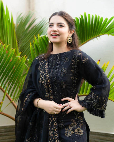 GRACE EMBROIDERY DHANAK 3PC UNSTICH